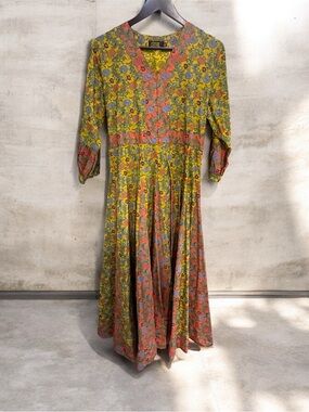 VNWOT! Cheva Thailand 100% Handwoven Cotton Bohemian Floral Maxi Dress